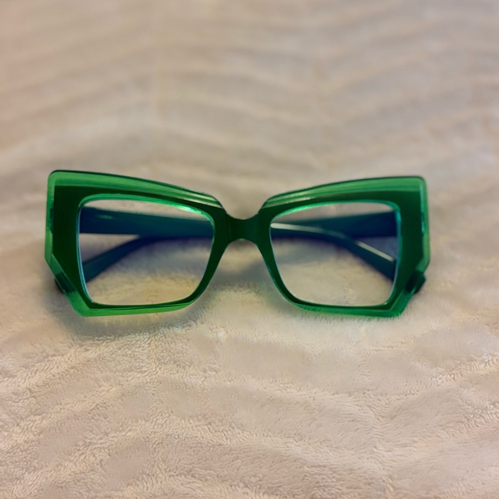 Emerald Green Oversized Square Glasses